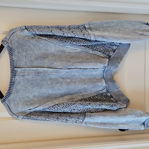 💙 Altar'd State | Pieced Jenna Knit Pullover| W Sz S| Blue, Free People Vibes - Picture 5 of 9